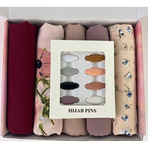 NEW WOMEN GIFTS BOX HIJABS HIAJBS SET CHIFFON SHAWLS