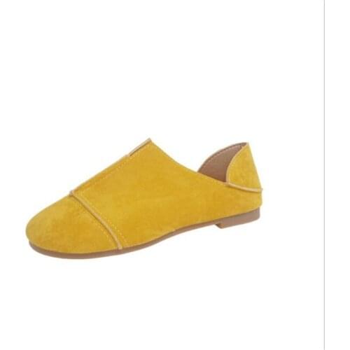 New womens single shoes fashion suede round toe cover feet flat non-slip light and comfortable versatile casual shoes women