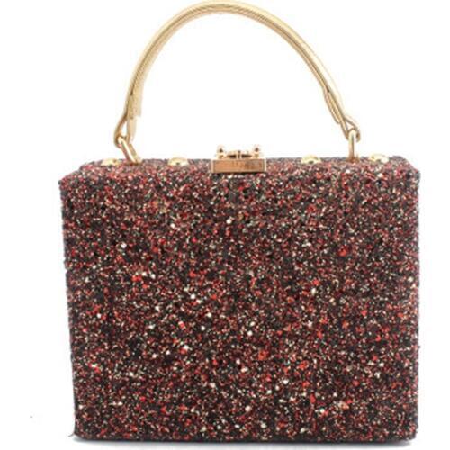 New glitter dinner bag dress bag Chinese style banquet handbag shoulder slant diagonal womens small square bag