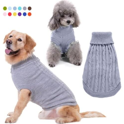 Autumn/Winter Dog Clothes Jumper Knitwear Pet Clothes Puppy Cat High Collar Sweater Coats Dog Sweaters Clothes for Small Dogs