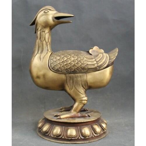 Details about 13" Chinese Folk Copper Duck quack-quack quacker Statue Incense Burner Censer