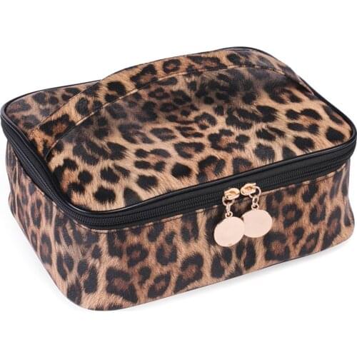 Portable Women Make Up Bag WomenS Large Capacity Handbag Leopard Print Bag Cosmetic Bags & Cases Leopard Print Cosmetic Bag