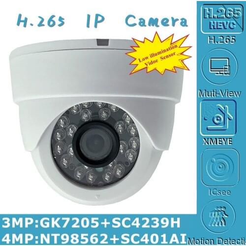 4MP H.265 IP Ceiling Dome Camera NT98562+SC401AI 2560*1440 Onvif XMEYE 24 LEDs Infrared IRC Motion Detection Radiator P2P