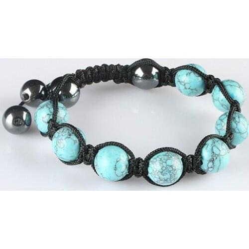 Handmade Adjustable Braided Howlite Turquoise Magnet Hematite Reiki Healing Stone Beads Bracelet For Men Women Jewelry Gift