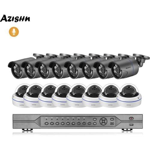 AZISHN H.265 16CH 5MP POE NVR Security System 5MP 2MP Audio Record IP Camera Outdoor Waterproof Video Surveillance Kit