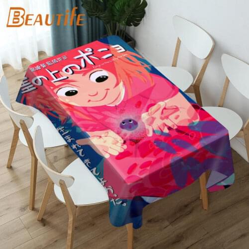 Ponyo On The Cliff By The Sea Tablecloth Square/Rectangular/Round Table Cloth Wedding Table Cover Waterproof Dustproof Fabric
