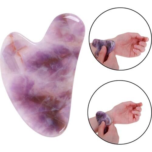 Purple Quartz Jade Guasha Board Natural Stone Scraper Chinese Gua Sha Tools For Face Neck Back Body Acupuncture Pressure Therapy
