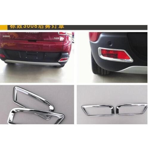 Higher star ABS Chrome 2pcs rear fog light cover,rear fog lamp decoration trim,lamp shade for peugeot 3008
