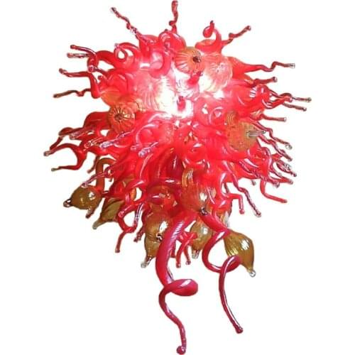 Vintage Chandeliers Red Amber Colored Hand Blown Glass Lustres Luxury LED Chandelier Lighting Fixture 90 CM Lamparas