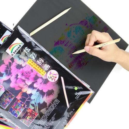 Magic Color Rainbow Scratch Paper Black DIY Drawing Toys Scraping Painting Kid Doodle Early Education Painting Scratch Toys