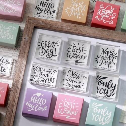 1PC Stamp Handmade Letter Stamp Scrapbook Cards Decor Words Thank You/For Your Blessing Greeting Card DIY Decoration