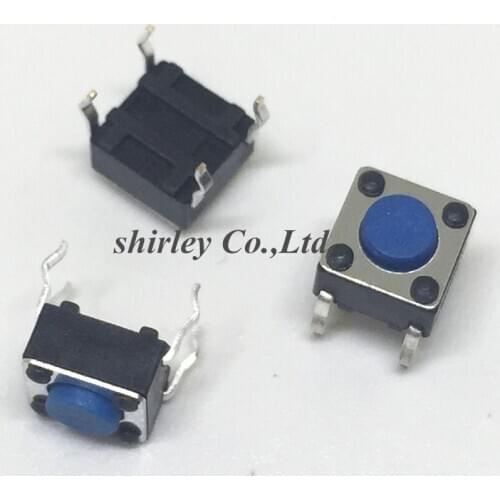 1000PCS 6*6*4.3mm Light touch switch blue DIP4 Tactile Push button Touch micro switch keys button 4pin 6x6x4.3 tact switch