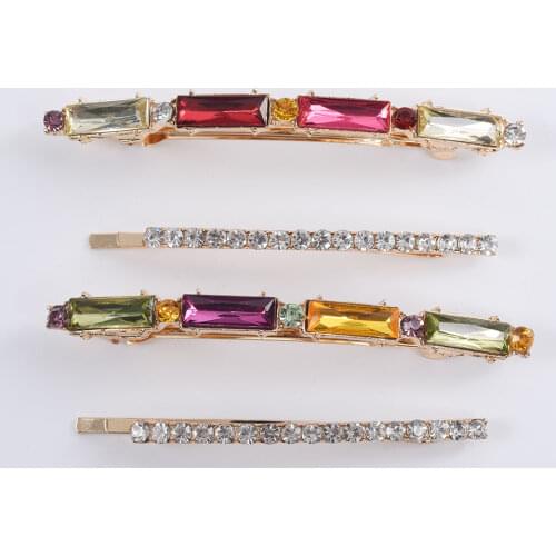 4pcs /sets Za Hair Jewelry Luxury Crystal Rhinestone Hair Clips Women Accessories Long Barrettes Girls Head Wear Hairpins 2019