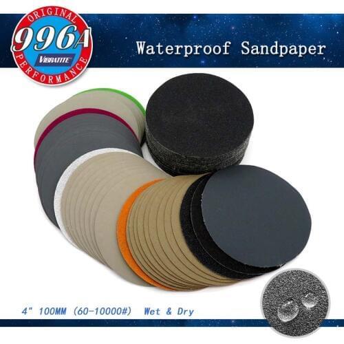 50pcs 4 Inch 100mm Waterproof Sandpaper 60 to 10000 Grit Hook & Loop Silicon Carbide Sanding Disc Wet/Dry for Polishing Grinding