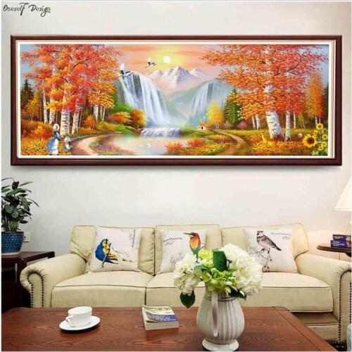 Diy Diamond Painting Golden Autumn Scene Diamond Full Round Diamond Embroidery Handmade Diamond Mosaic Home Decor Wall Sticker