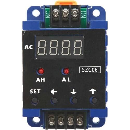 AC Ammeter SZC06 Digital Ammeter 0.3-50A Measure Range Upper Lower Limit Alarm Delay Relay Detec AC110-220V