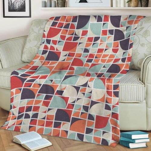 Abstract Geometric Pattern 3D Printed Velvet Plush Throw Fleece Blanket Bedspread Sherpa Blanket Home Decora