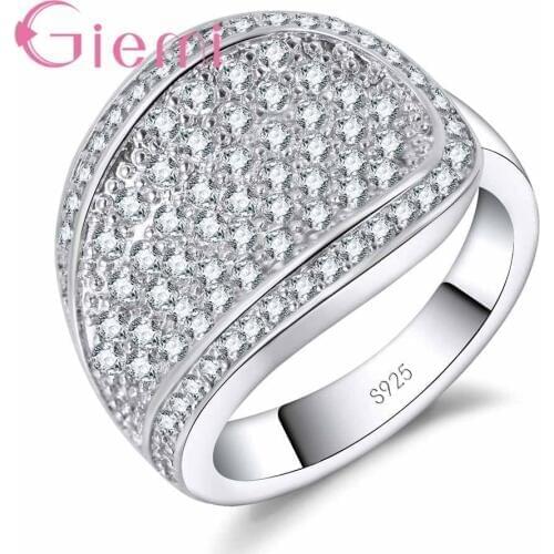 Fast Shipping Sweet Romantic Cubic Zirconia Crystal Ring Rings Anniversary Jewelry for Cute Women 925 Sterling Silver