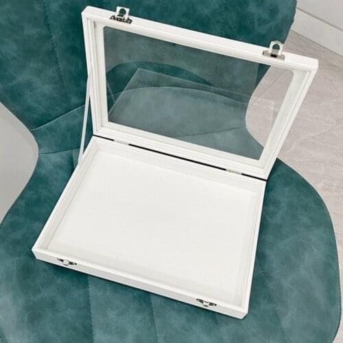 Medium PU Black Carrying Case with Glass Cover Jewelry Ring Display Box Tray Holder Storage Box Organizer Earrings Ring Bracel