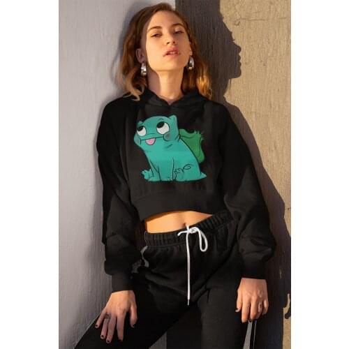 Angemiel Wear Balbazar Pokemon Black Short Hooded Sweatshirt