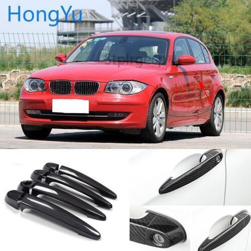 For BMW Carbon Fiber Auto Door Handle Knob Exterior Trim Covers for BMW 1 series E82 E87 F20 2007-2019 Sticker