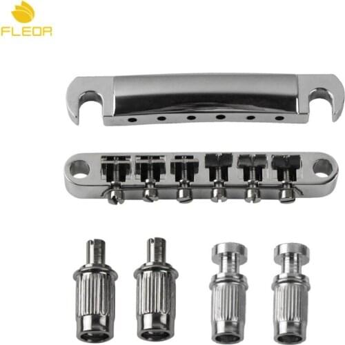 FLEOR Chrome Guitar Bridge Tune-O-Matic Bridge & LP Tailpiece Set for LP Guitar Accessories