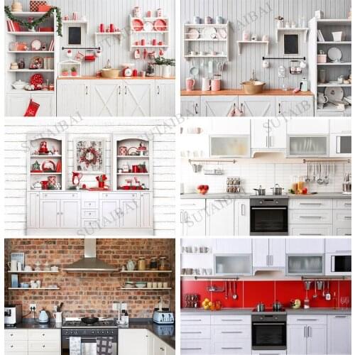 Christmas Kitchen Photophone Background Wood Cupboard Photo Studio Child Cook Backdrop Photobooth Photocall Photography