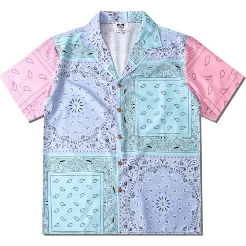 Funky Mens Night Club Party Dress Short Sleeve Hawaiian Shirt Summer 3d Colorful Paisley Print Casual Button Down Alloha Shirts