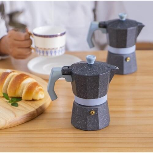 Italian Single-valve Aluminum Moka Pot Hand Pot Coffee Appliance Octagonal Coffee Pot for Household Use