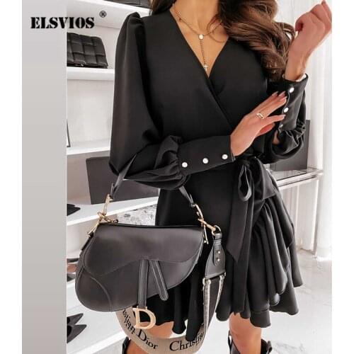 Sweet Fashion Women V Neck Lace-up Love Print Mini Dress Spring Autumn Casual Long Sleeves Slim Dress Elegant Office Lady Dress