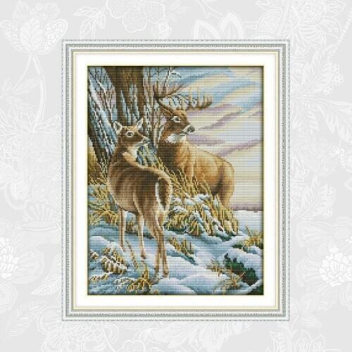 Deer Cross Stitch Kits Printed Canvas 14CT 11CT Chinese Cross-stitch Embroidery Sets DIY Handmade Needlework Home Decoration