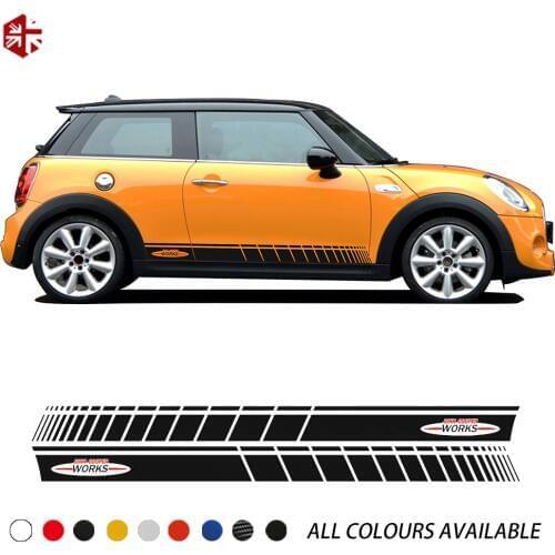 2 Pcs Car Door Side Stripes Skirt Sticker John Cooper Works Style Body Decal For MINI Cooper S F56 JCW 3-Door Accessories
