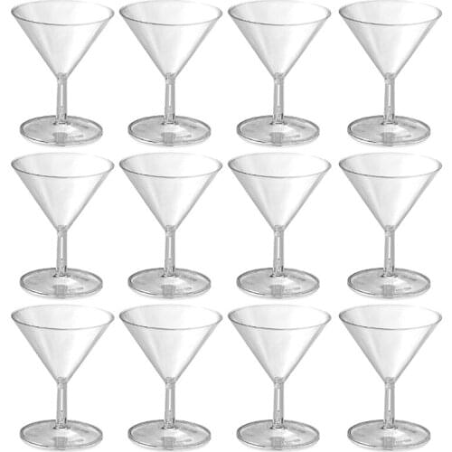 12 Pcs Disposable Plastic Cocktail Wine Cups Unbreakable Clear Champagne Wine Glasses Set Shatterproof Recyclable Glass S06 21