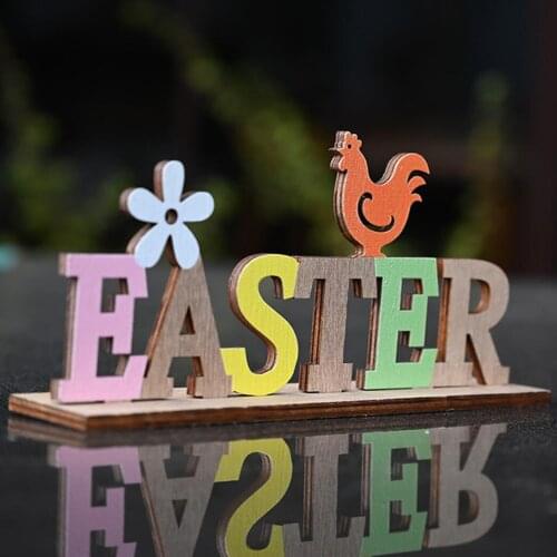 18.5*9cm Easter Wood Tabletop Ornament Hello Spring Wood Decoration For Easter Spring Home Decor Table Centerpieces 2021