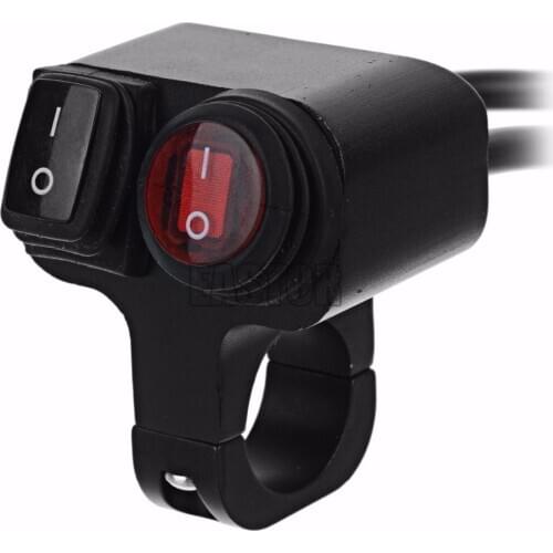 12v 16A Motorcycle CNC Aluminum Alloy Switch 2 Way 22-26mm Handlebar Switch Motorcycle Waterproof Switches Red Light 3 Wires