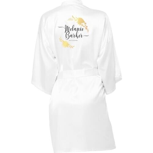 Personalized Custom Name Flower Print Wedding Bride Team Robes Bridal Party Robes Bridesmaid Robes gift