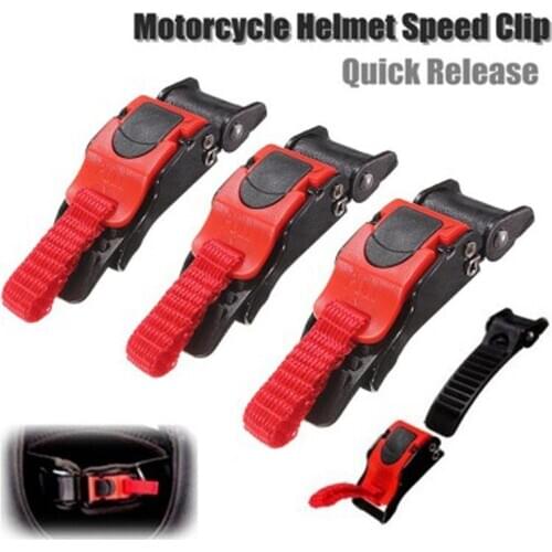Plastic Motorcycle Helmet Speed Clip Chin Strap Quick Release Pull Buckle Black + Red Motorcycle Helmet Lock