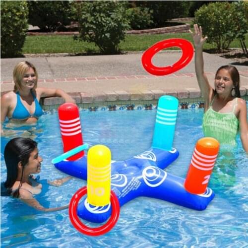 Swimming Ring Inflatable Throwing Ferrule Pool Kids Adults Plastic Hoop Toss Beach Game Interactive Outdoor Toys Sports Set Gift