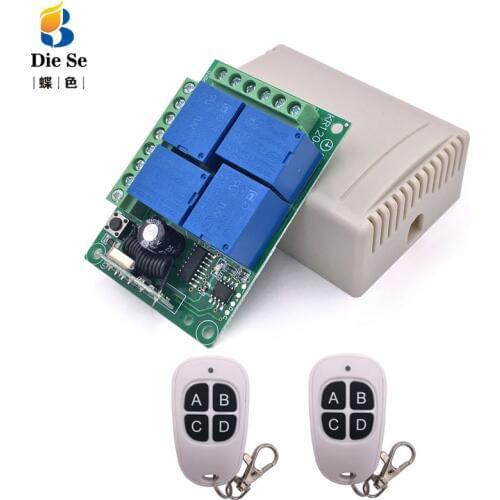 AC 12V 10A 4CH Remote Control Switch Wireless Receiver Relay Module for rf 433MHz Remote Garage Lighting Electric Curtain Switch