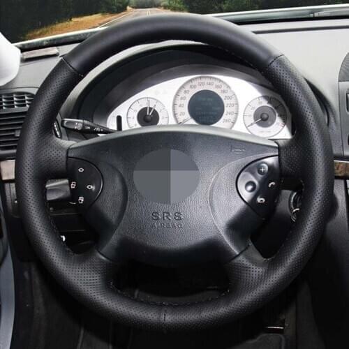 DIY Black High Soft Artificial Leather Car Steering Wheel Cover for Mercedes-Benz W210 E240 E63 E320 E280 2005 2004 2003 2002