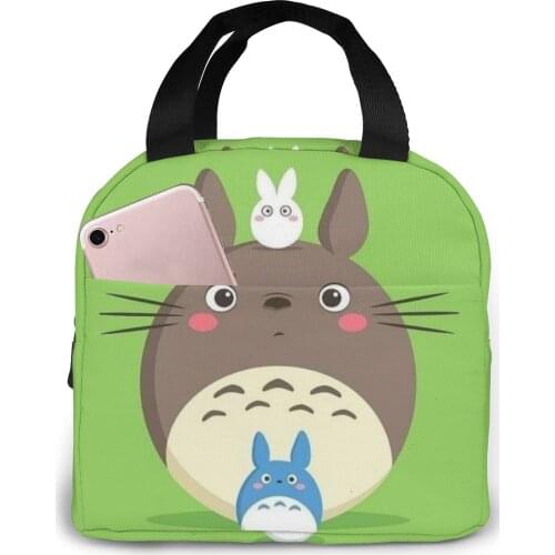 Lunch bag for women funny cartoon kids bento cooler bags Totoro Plush thermal breakfast food box portable picnic travel