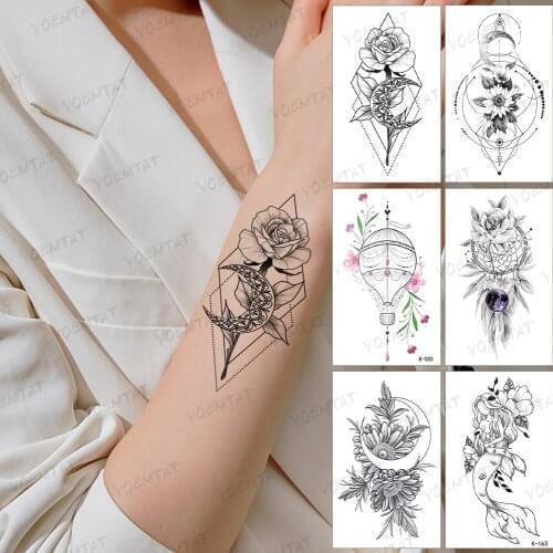 Water Transfer Temporary Tattoo Sticker Jewelry Cute Hot Air Balloon Flash Tatoo Flower Wrist Fake Tatto For Body Art Women Men