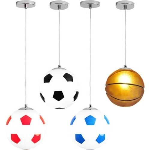 Thrisdar E27 Football Glass Ball Pendant Lights Basketball Pendant Lamp Kitchen Bedroom Restaurant Children Room Hanging Light
