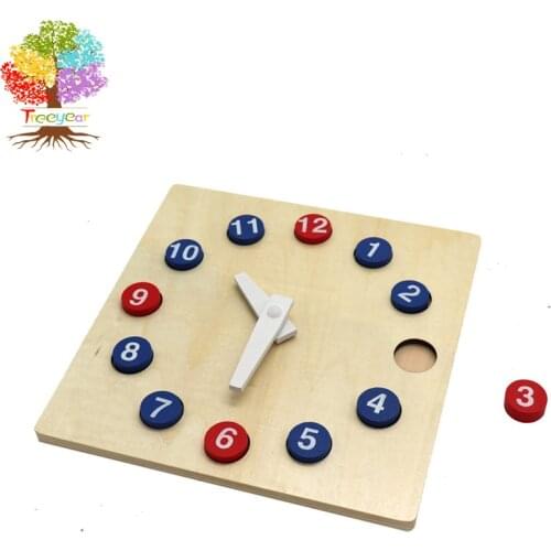 Treeyear Montessori Kids Toy Wooden Sorting Clock Game Learning Telling Time Teaching Clock Shape Matching Game