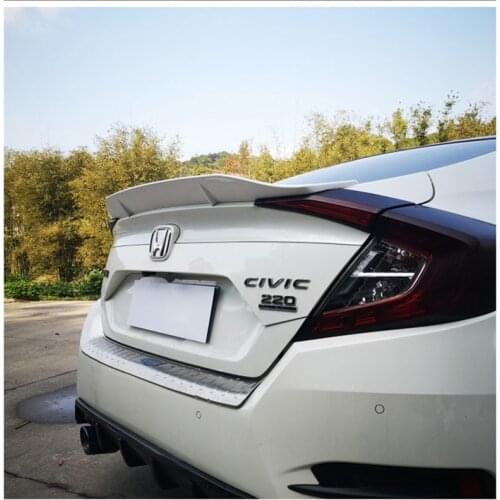 For Honda Civic 10th Generation 4dr Sedan 2016 2017 ABS Plastic Rear Boot Trunk Wing Cover Unpainted Primer Color Rear Spoiler