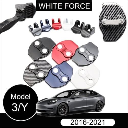 For Tesla Model 3 Model Y Door Lock Protector Cover Carbon Fiber Latches Door Stopper Covers Set of 6/8 PCS Interior Accessories