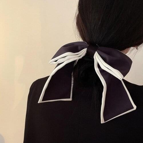 1PC New Women Scrunchie Ribbon Elastic Hair Bands Bow Scarf Black White Band for Girls Ladies Hair Ropes Ties Hair Accessories