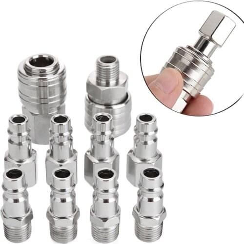 10Pcs 1/4" Air Line Fitting BSP Euro Air Line Fitting Hose Compressor Quick Release Connector For Hardware Pneumatic Tools