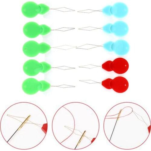 10pc Hand Sewing Stitch Wire Needle Threader Thread Guide Tool Needlework DIY Craft Tool Color Random