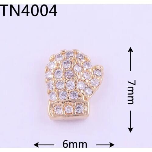 10pcs TN4004 Christmas Glove Alloy Zircon Nail Art Crystals Jewelry Rhinestones Nails Accessories Supplies Decorations Charms